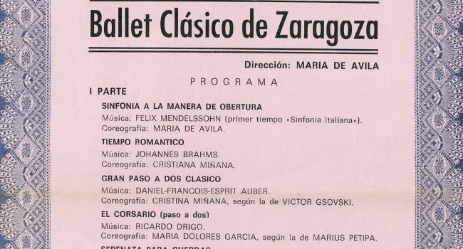 Cartel Ballet Clásico de Zaragoza, Real Coliseo Carlos III
                              (El Escorial), 12 a 15 de agosto de 1983. Archivo Mar Olmos