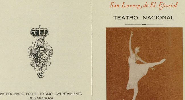 Programa Ballet Clásico de Zaragoza, Real Coliseo Carlos
                              III (El Escorial), 12 a 15 de agosto de 1983. Archivo Mar
                              Olmos