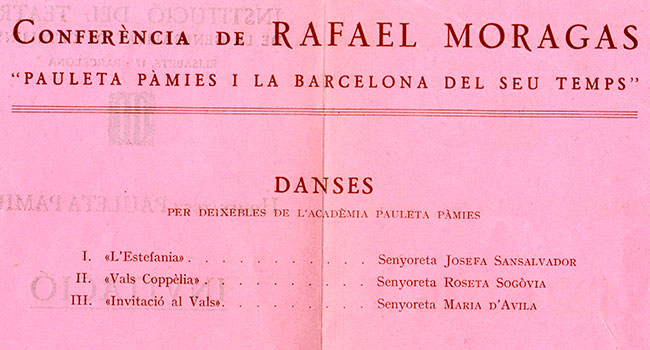 Homenaje a Pauleta Pàmies. 25 de mayo de 1937. Archivo
                              MAE-Institut del Teatre