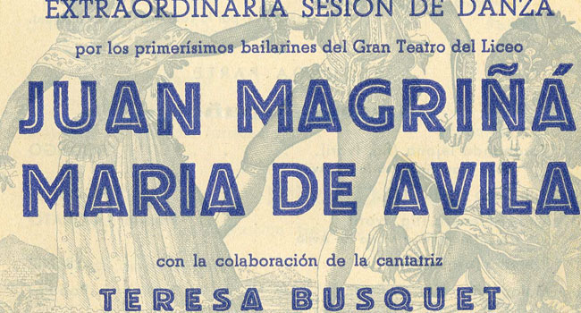 Programa de recital con Magriñá y Teresa Busquet. 2º
                              Centenario del nacimiento de Goya. Teatro Romea
                              (Barcelona), 4 de junio de 1946. Archivo MAE-Institut del
                              Teatre, 477021-0 y 477021-1