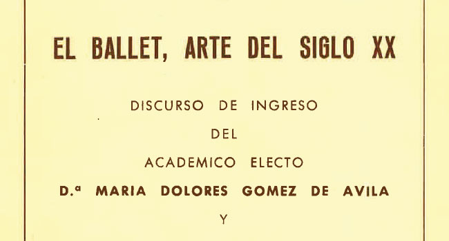 Portada del discurso de ingreso en la Academia de Nobles y
                              Bellas Artes de San Luis de Zaragoza, mayo de 1979.
                              Associació LiceXballet (Carmen Cavaller)